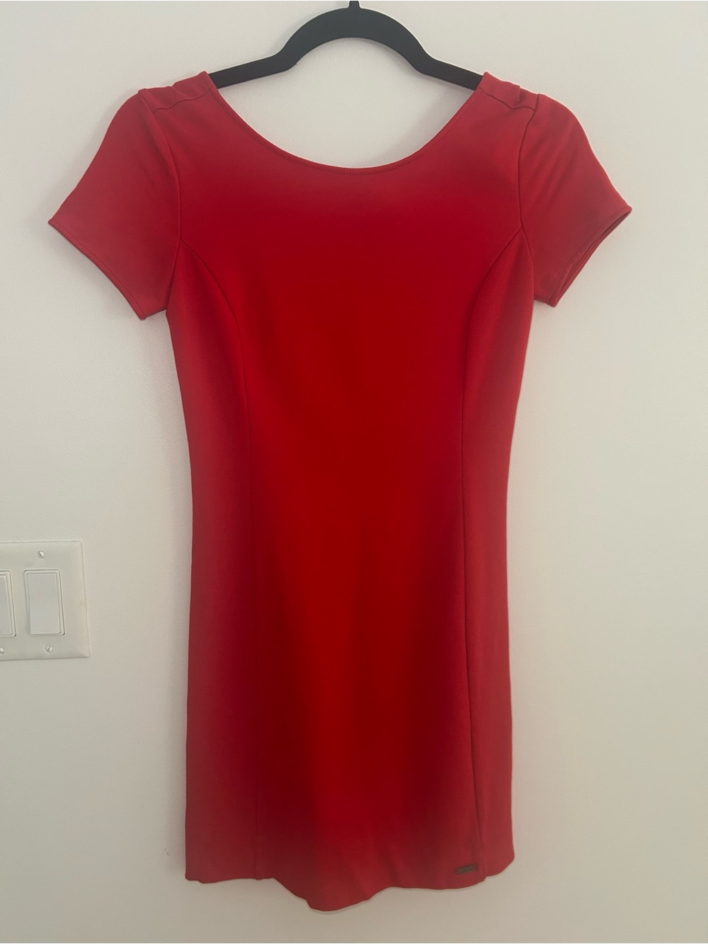 Armani Exchange A|X Women’s XS Red Bodycon Mini Dress Short Sleeve Zipper Back